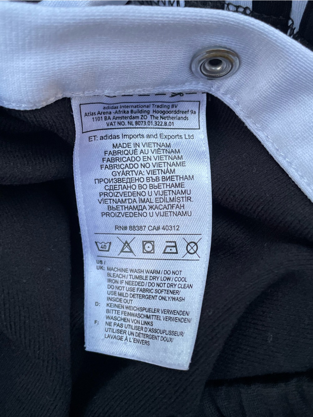 adidas Tear-away Black and White Joggers with Side Stripes - Picture 5 of 5